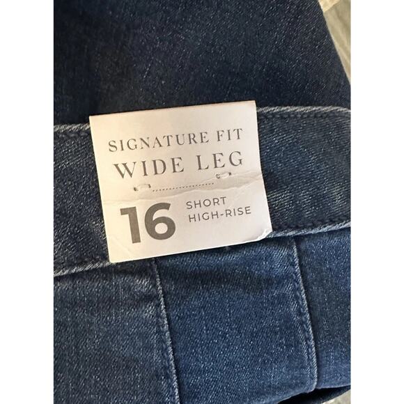 New Lane Bryant Signature Fit Wide Leg High Rise 16 S Denim Dark Blue Jeans NWT - Picture 8 of 8